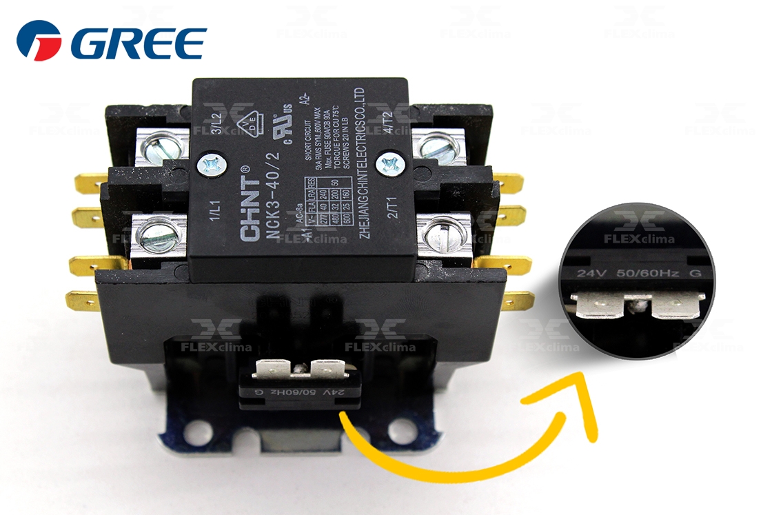 RELÉ/CONTATORA BIPOLAR 24V/40A (NCK3-40/2) - FLEX CLIMA - Peças de