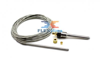 SENSOR/TERMISTOR DE TEMPERATURA PT100 OHM (C/ POÇO PSICOMETRICO INOX + CABO BLINDADO) 